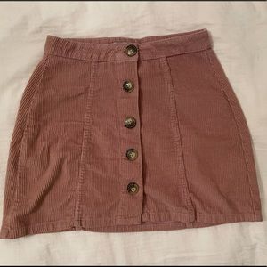 Corduroy button front skirt